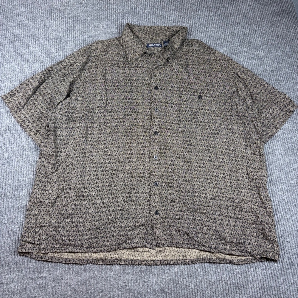 Puritan Shirt Mens 2XL Short Sleeve Button Down‎ Black Tan Paisley Viscose Rayon